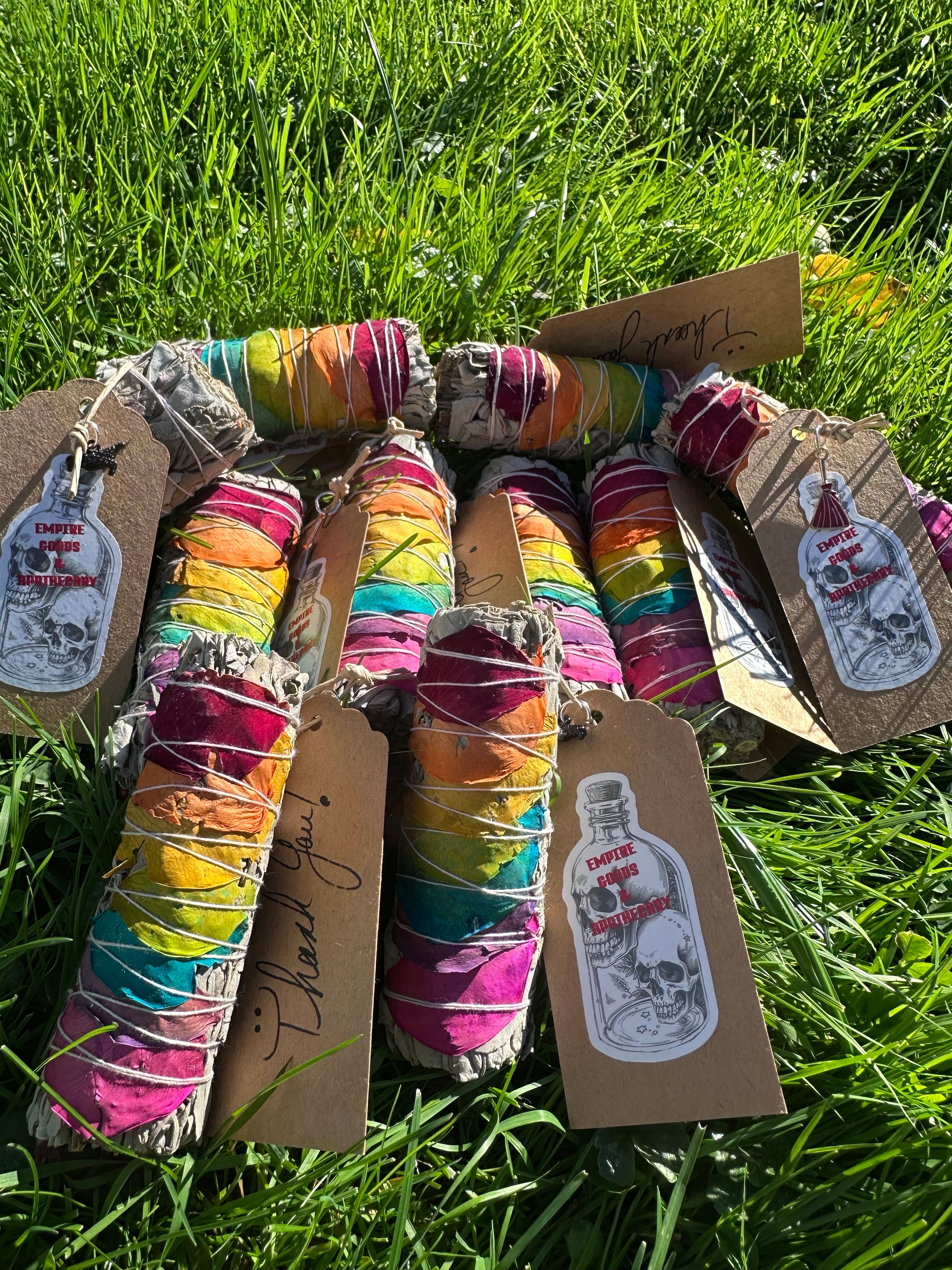 Chakra Rose Petals & White Sage Smudge Sticks
