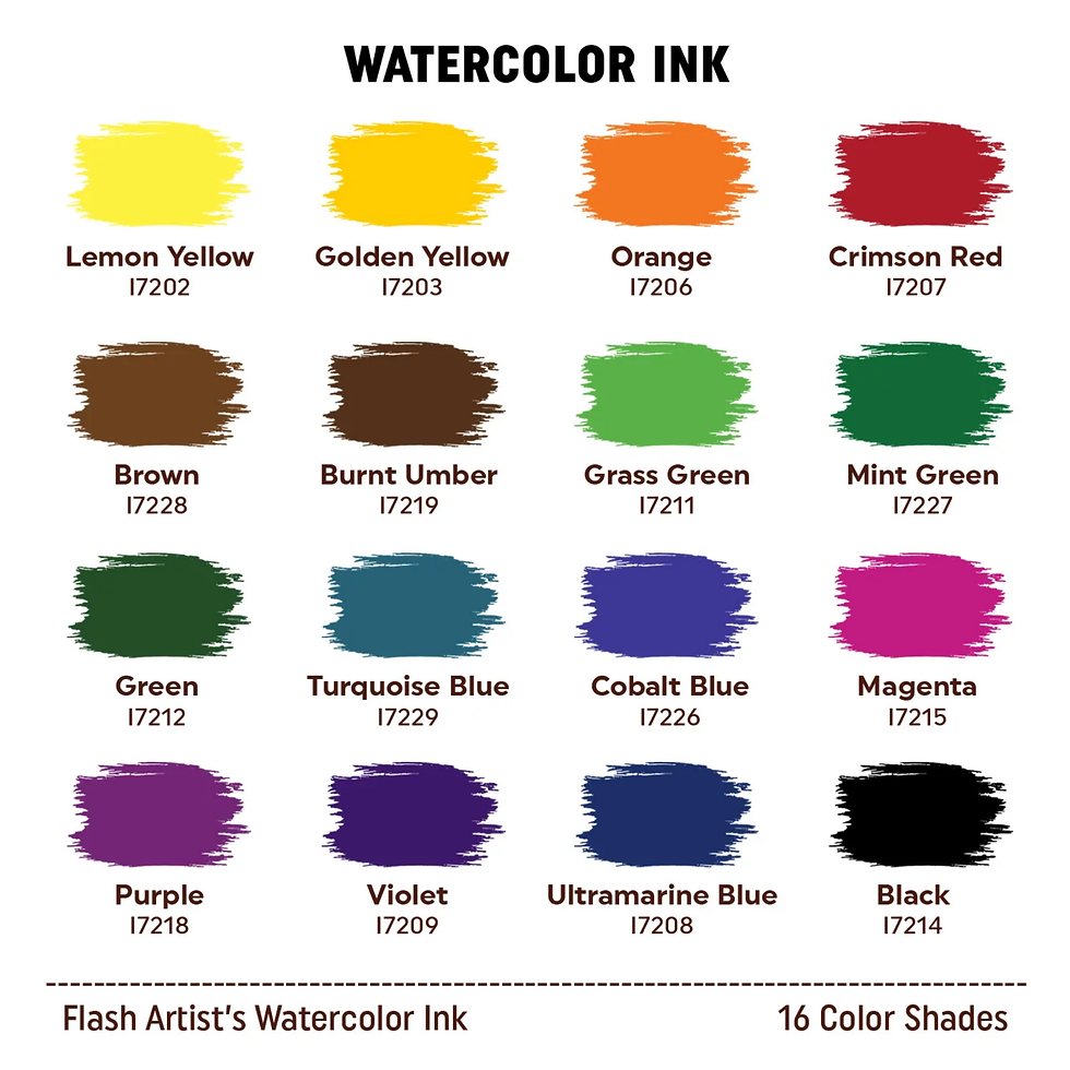 Thumbnail: FLASH Water Colour Ink Set | 16 Colors | 20 ml Each (20 ml x 16 Shades)