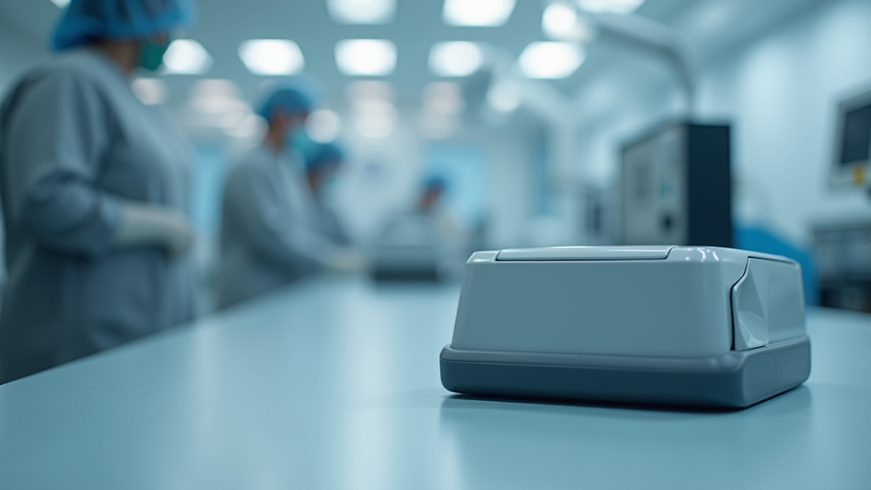Close-up view of a medical device prototype on a lab table