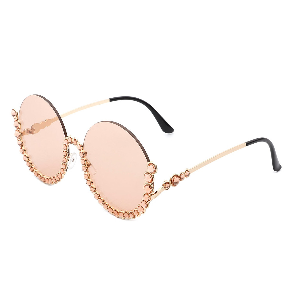 Thumbnail: Gloriana - Women Circle Half Frame Oversize Rhinestone Fashion Round Sunglasses