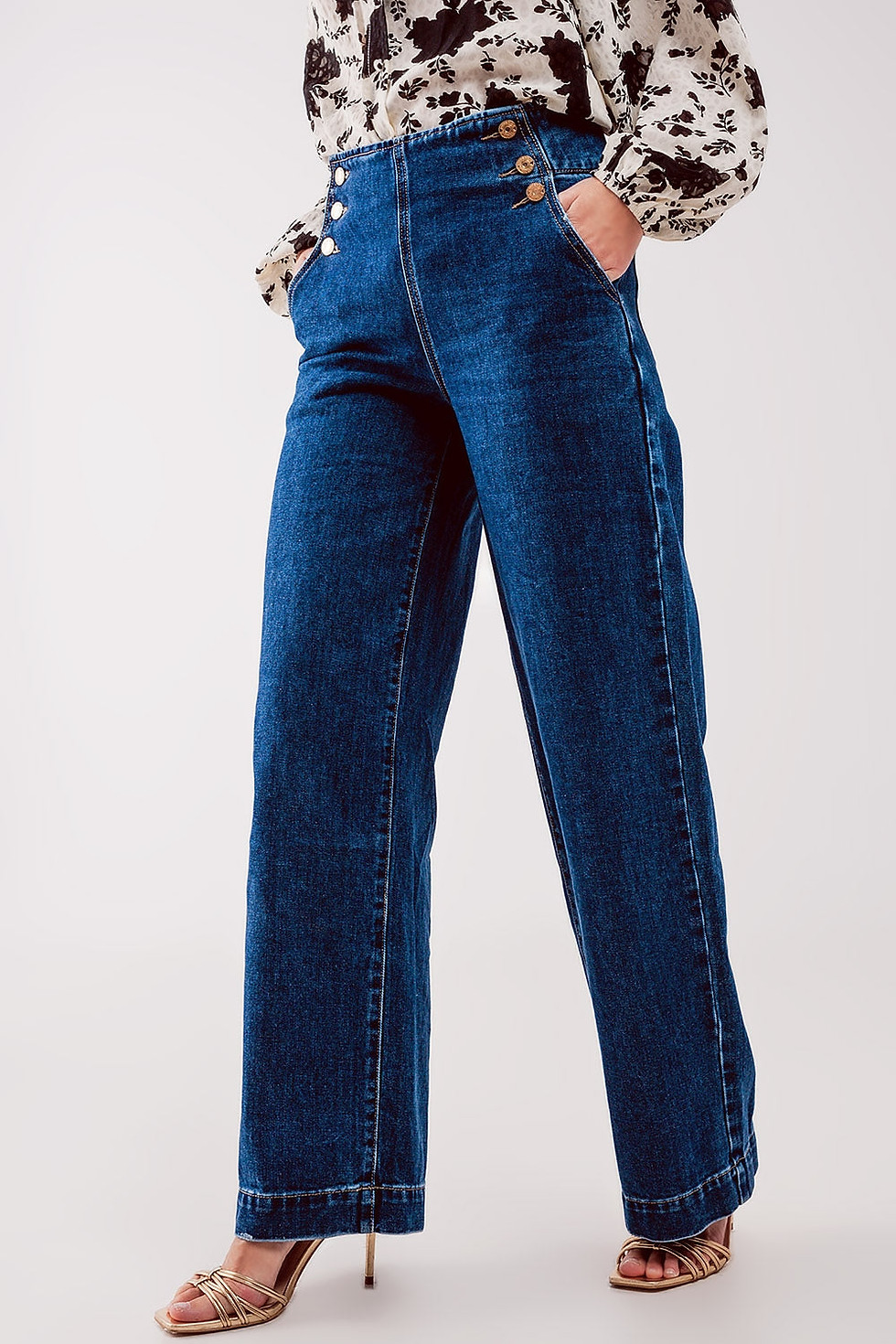 Thumbnail: Button Front Jean in Mid Blue