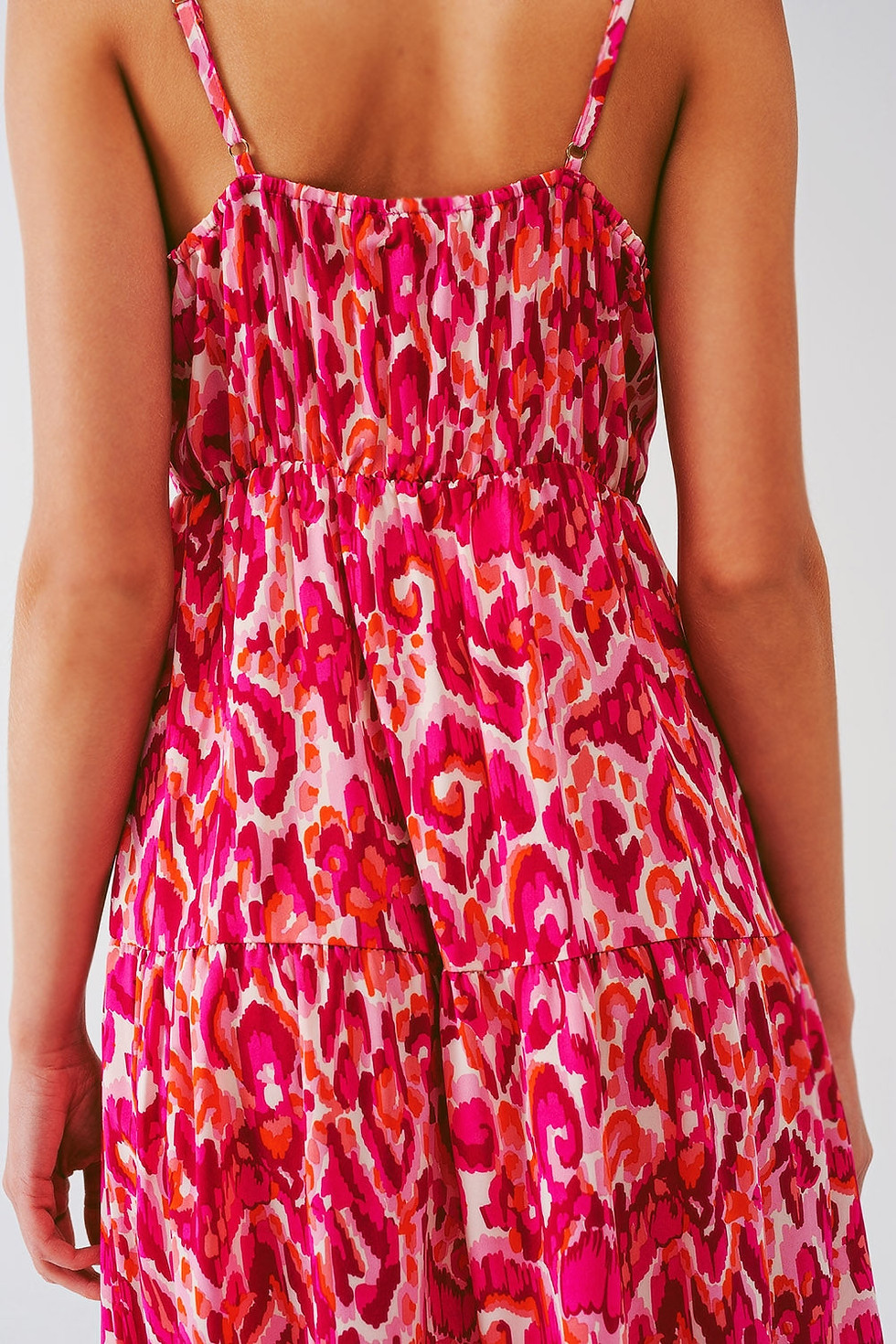 Thumbnail: Floral Print Maxi Dress With v Neck in Pink