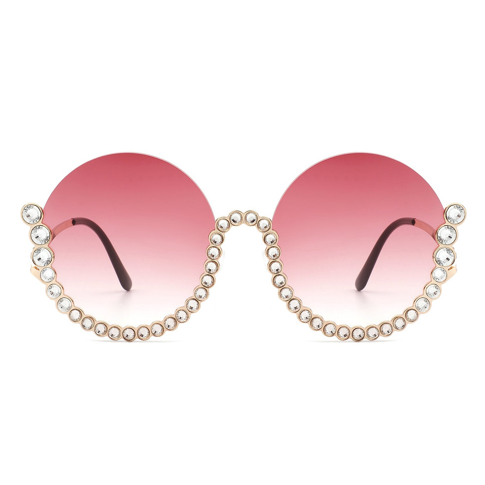Thumbnail: Gloriana - Women Circle Half Frame Oversize Rhinestone Fashion Round Sunglasses
