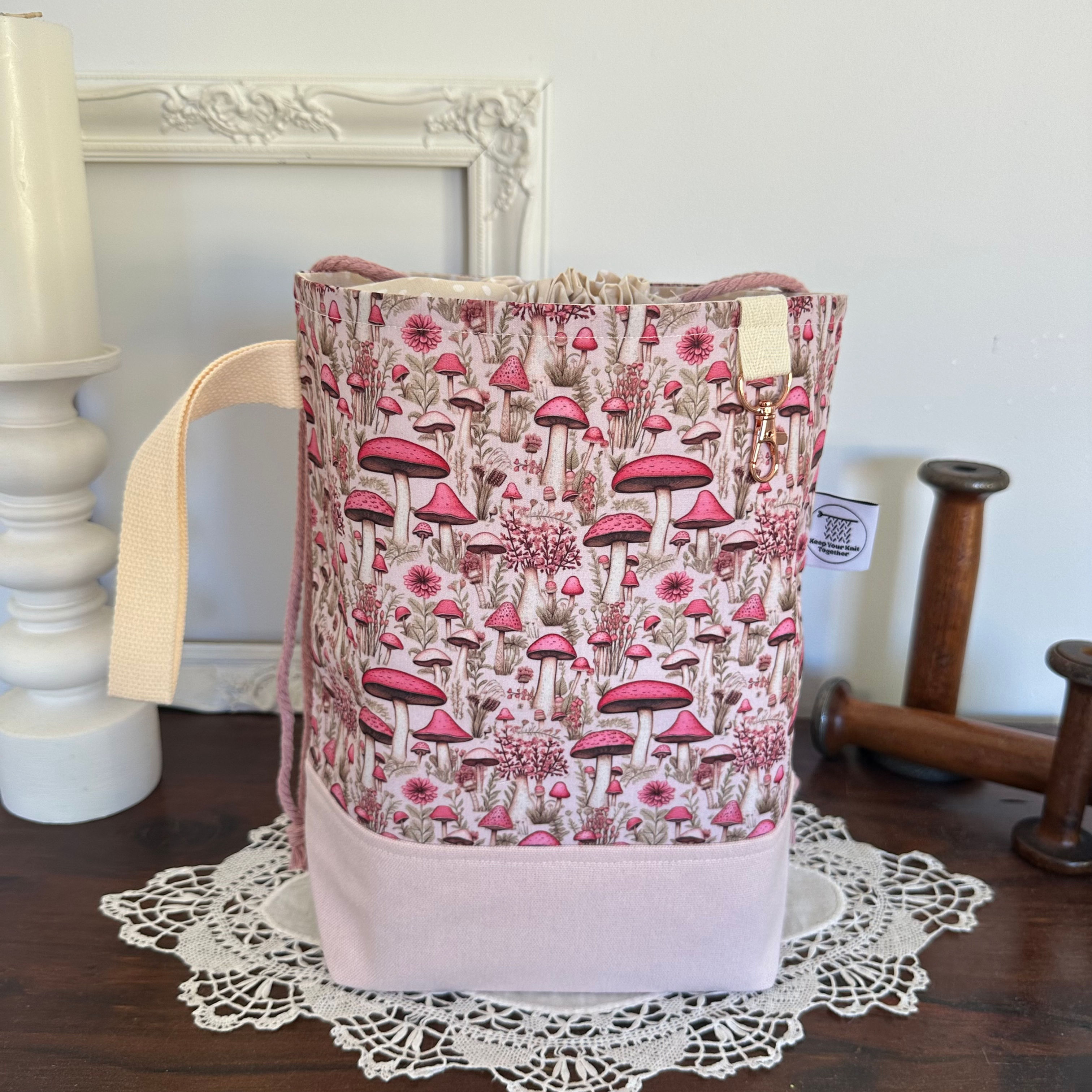 Pink Mushrooms - Large Project Bag