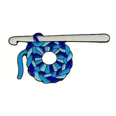 Crochet Blue Enamel Pin