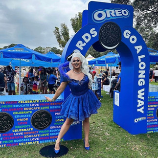Drag Queen Danni Issues hosting the Oreo Fair Day Activation for Sydney World Pride