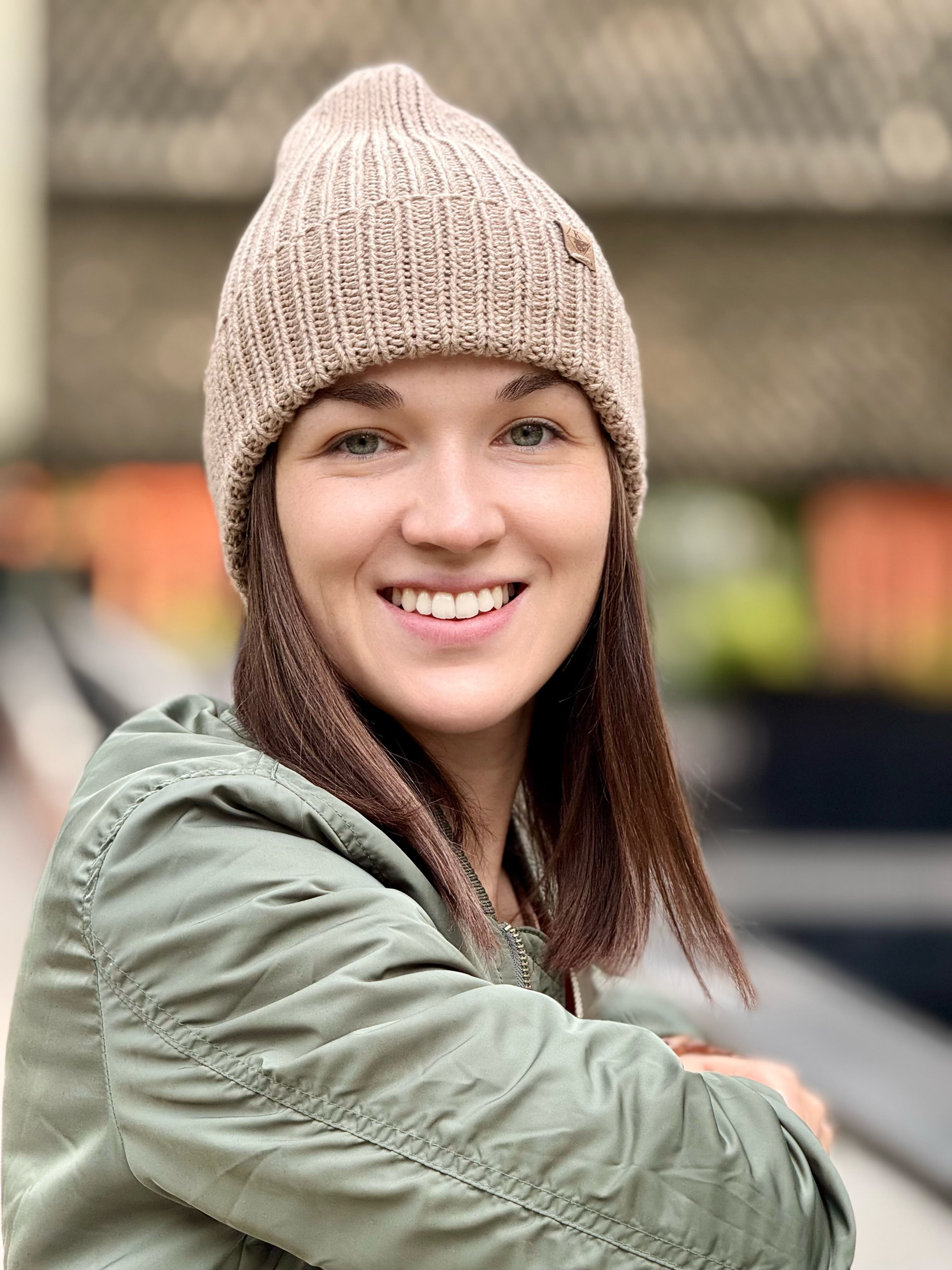 2 in 1 Ribbed Hat - Beige
