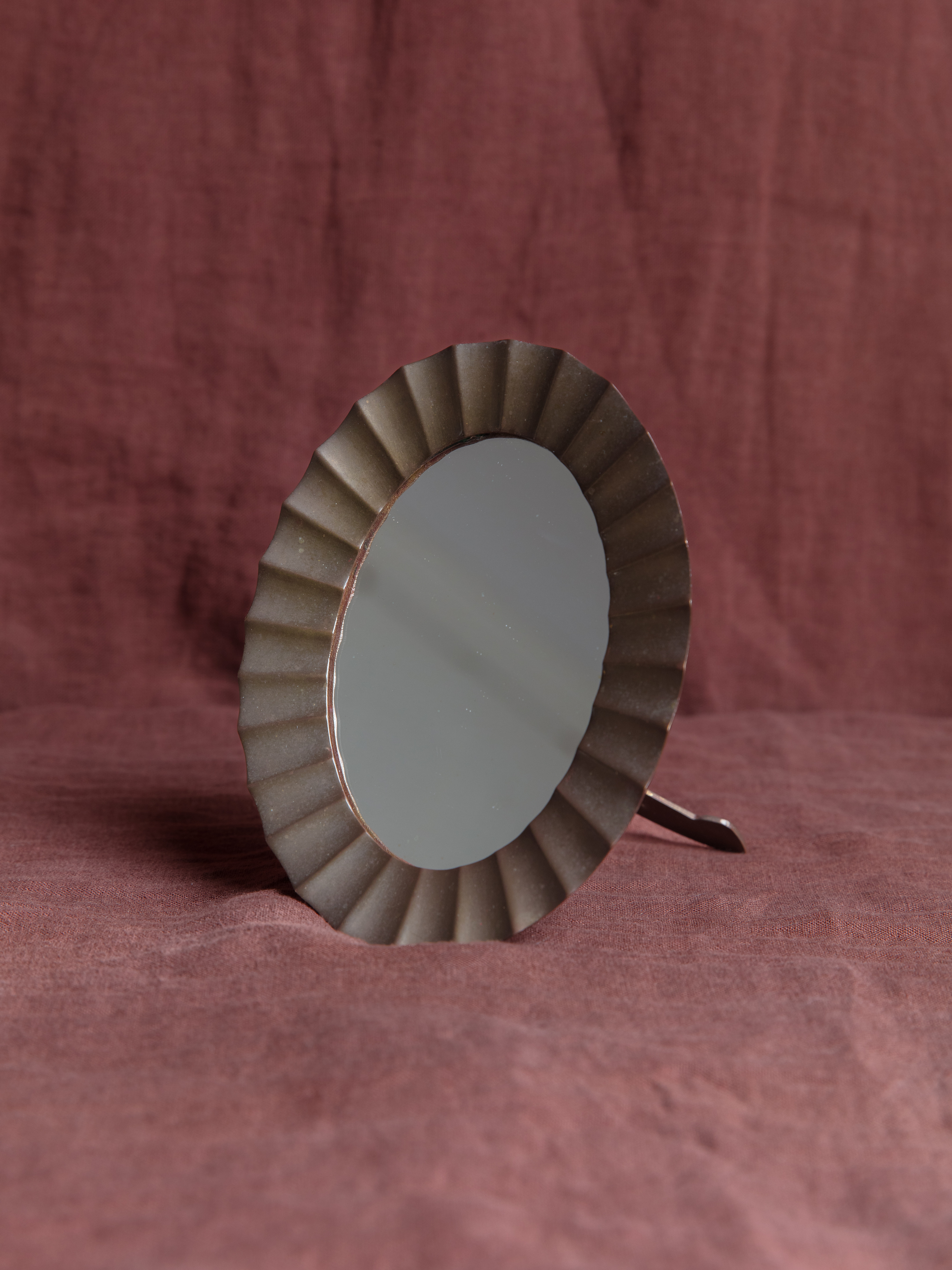 FLUTED BRASS MIRROR