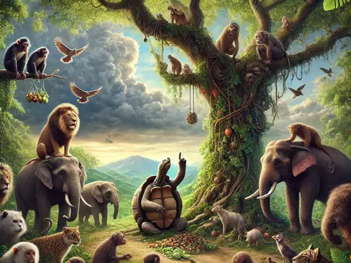 🌳 The Jungle of Vanishing Fruits: A Fable🐘🐵🦁