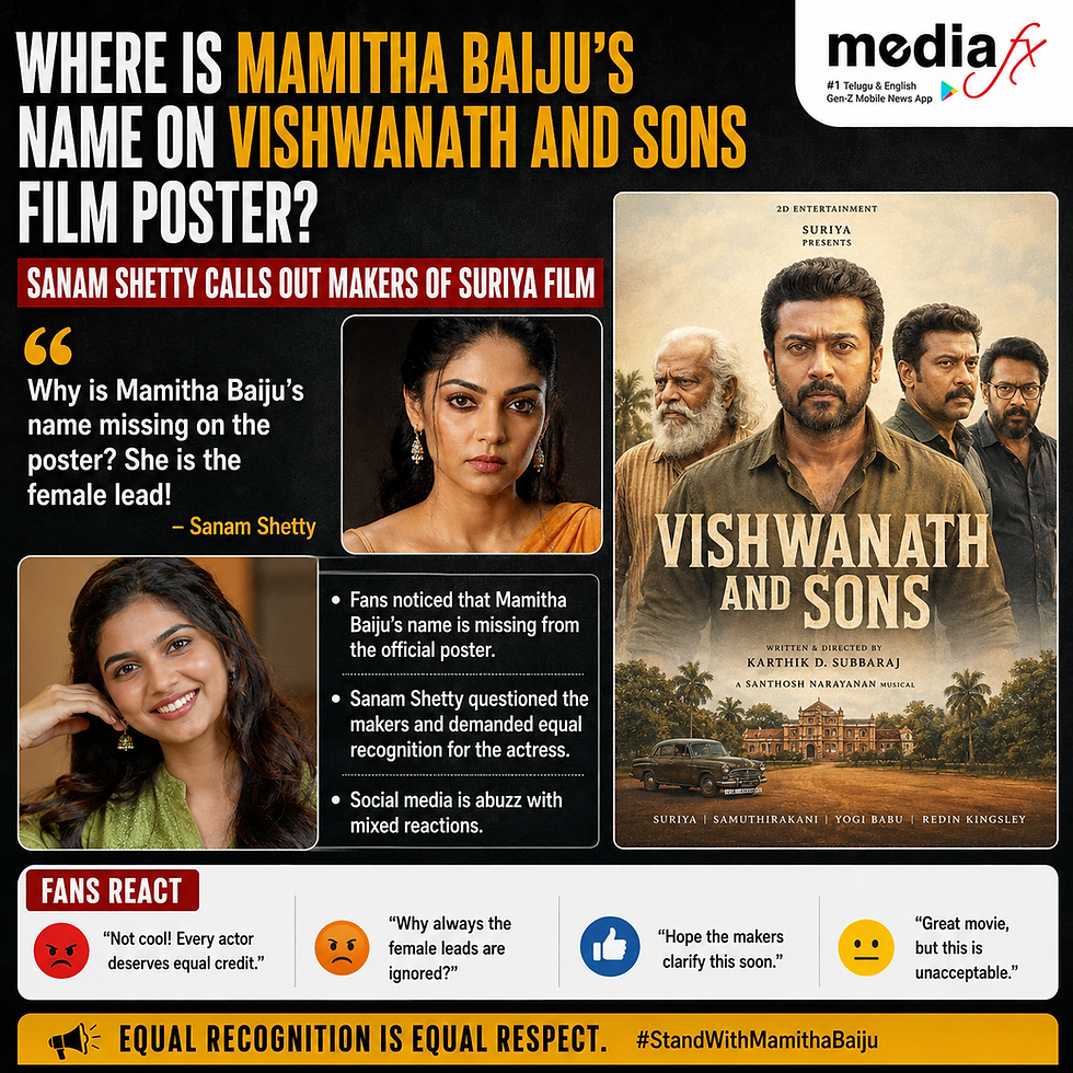 Sanam Shetty Questions Absence Of Mamitha Baiju’s Name On Vishwanath And Sons Poster