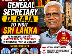 CPI General Secretary D. Raja to Visit Sri Lanka for Party Anniversary Celebrations