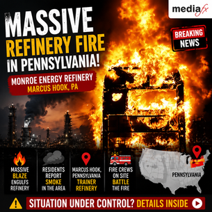 Massive Fire Erupts At Monroe Energy Refinery In Pennsylvania, Thick Smoke Engulfs Area