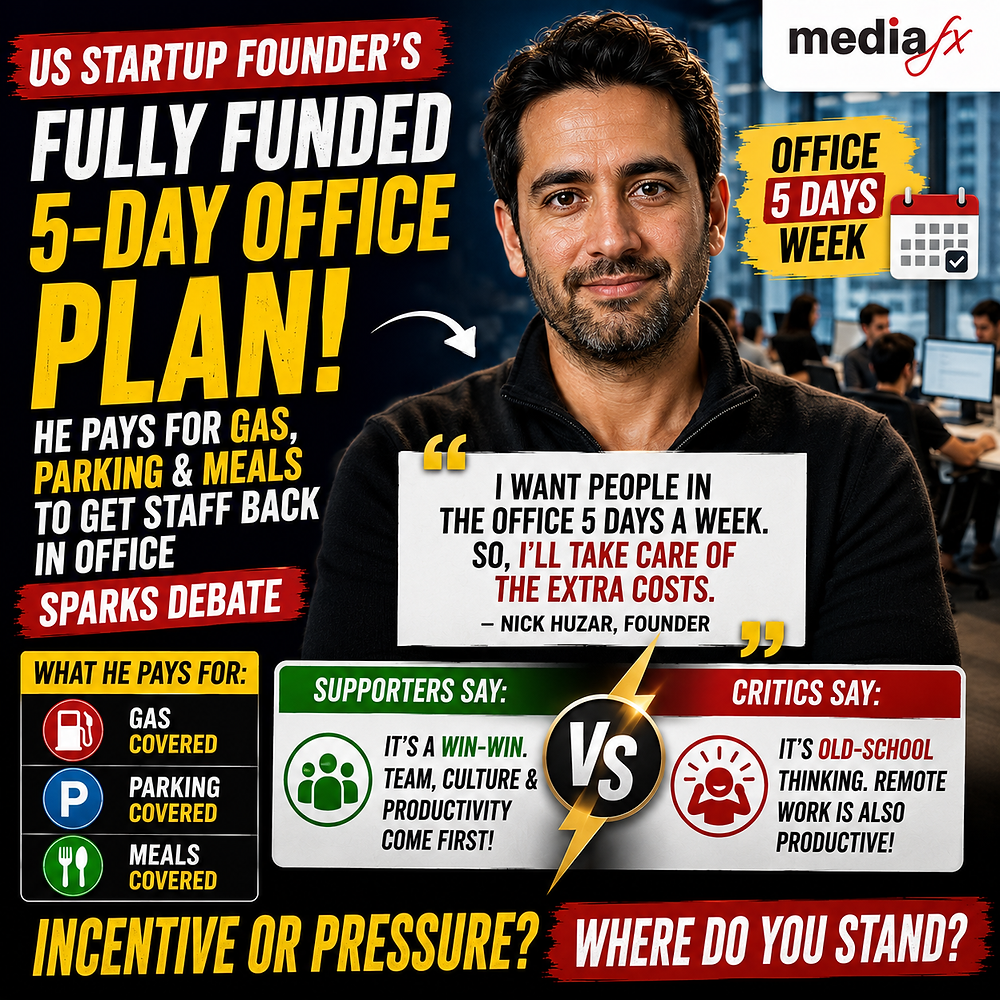 US Founder Pays For Gas, Parking, And Meals To Get Staff In Office 5 Days A Week Sparks Debate