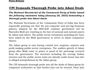 CPI Demands Thorough Probe into Adani Deals