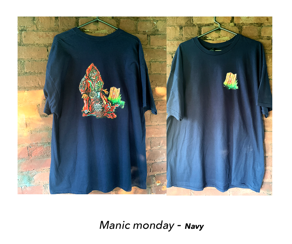 縮圖：views of front and back of shirt Manic Monday in Blue