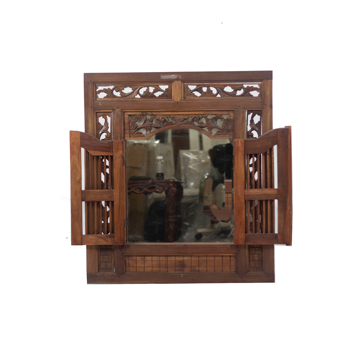 ESPEJO DE VENTANA MADERA DE CAOBA 91X81