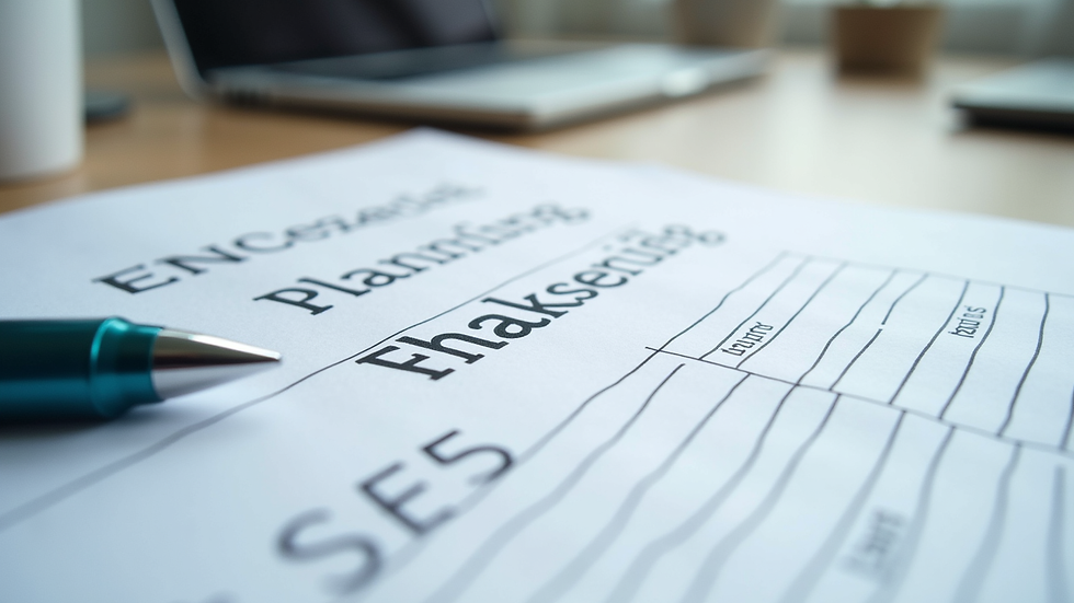 Close-up view of a printed financial planning worksheet with handwritten notes