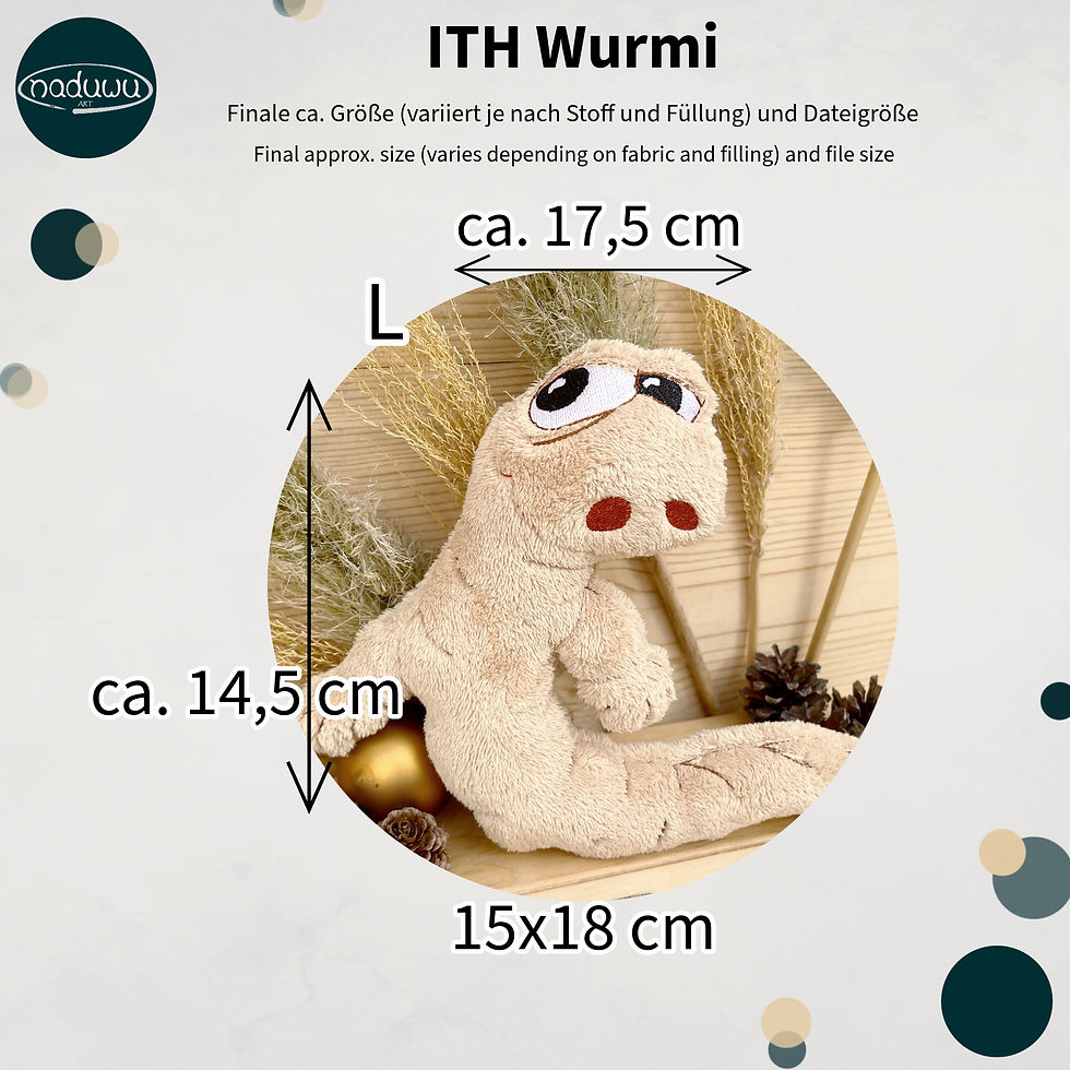 Miniaturbild: ITH Stickdatei Kuscheltier Wurm 15x18