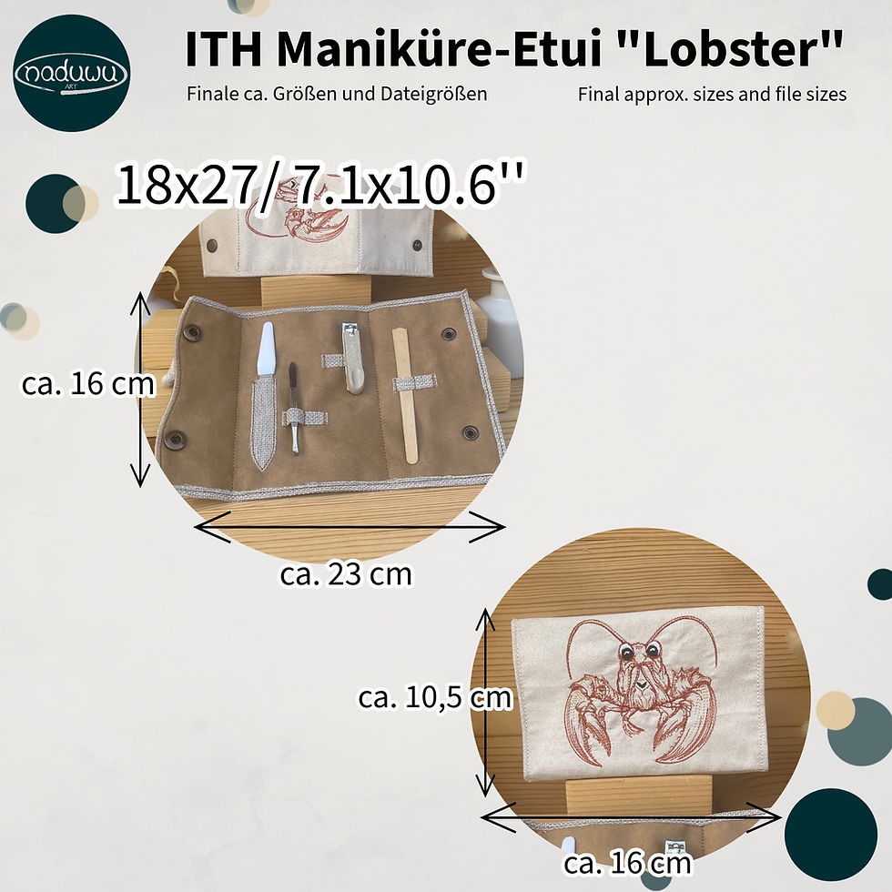 Miniaturbild: ITH Stickdatei  Maniküre Etui Lobster 18x27