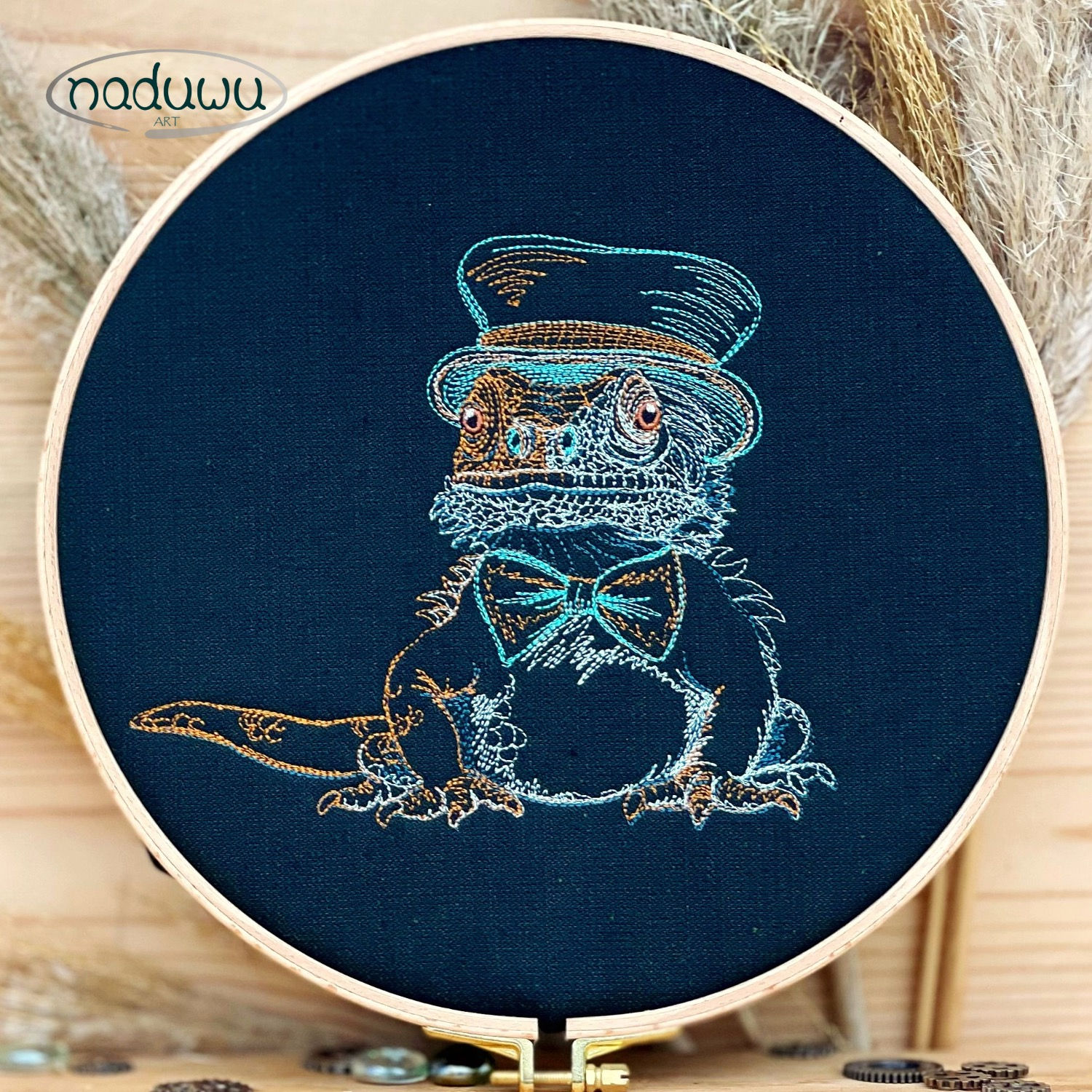 Stickdatei Steampunk-Bartagame Set mit 5 Größen ab 13x12