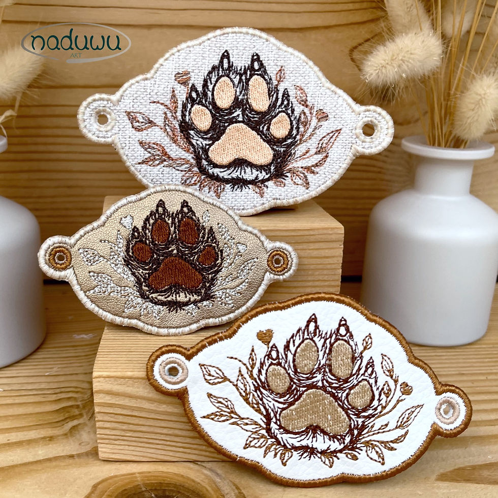 Miniaturbild: ITH Stickdatei Haarspange Paw Set mit 3 Größen ab 9x6