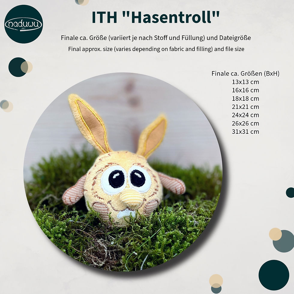 Miniaturbild: ITH Stickdatei Hasentroll Stuffie in 7 Größen ab 10x10