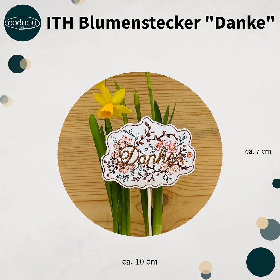 Miniaturbild: ITH Stickdatei Pflanzenstecker Danke mit Blumenranke 10x10