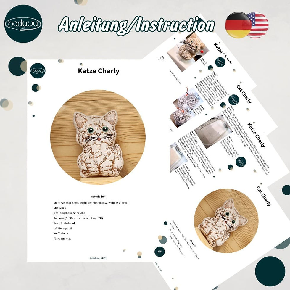 Miniaturbild: ITH Stickdatei Katze Charly Stuffie 12x18