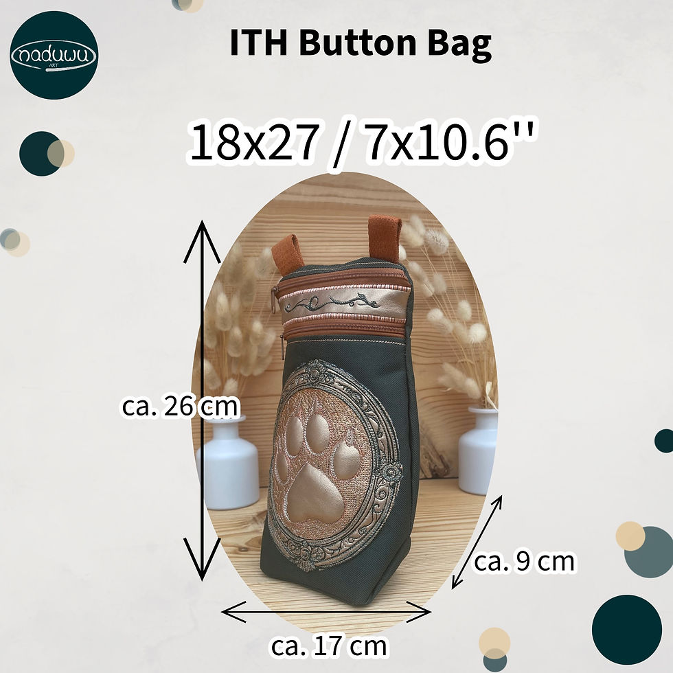 Miniaturbild: ITH Stickdatei Button Bag mit Pfote 18x27