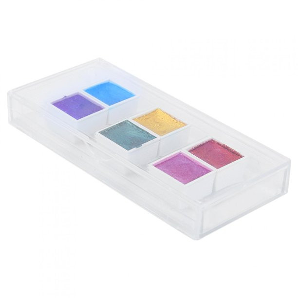 Acuarelas Pinturas sólidas en estuche portátil de 6 colores metálicos
