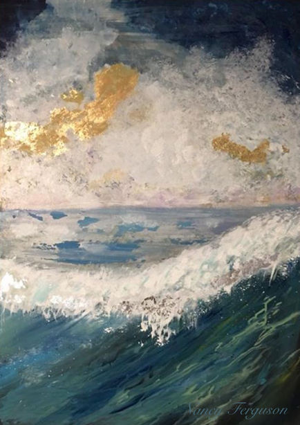 in the sea with a wave coming at you