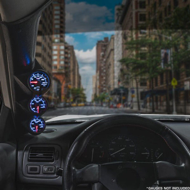 Thumbnail: Black Triple Pillar Gauge Pod for 2001-2005 Honda Civic Coupe