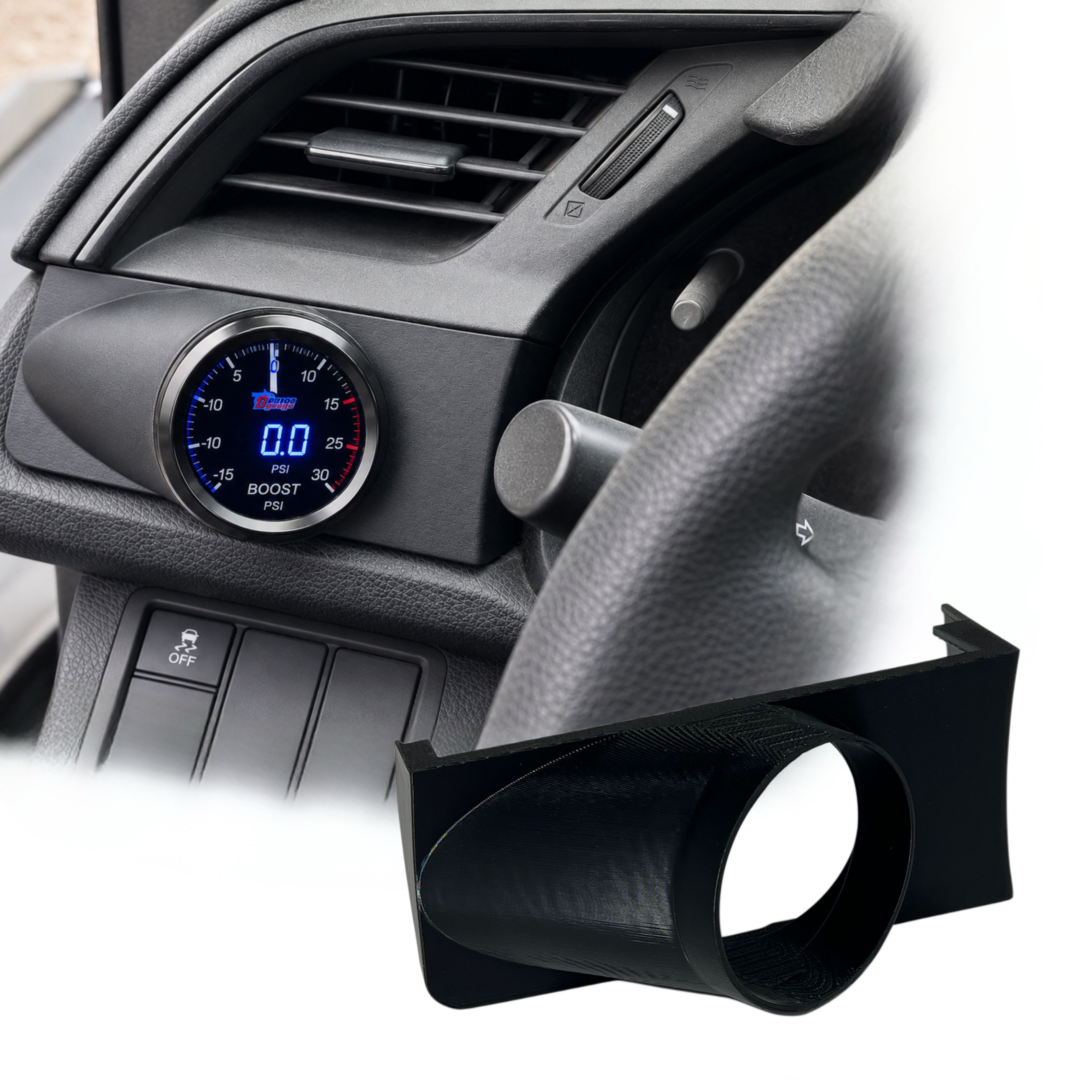 2016- 21 Honda Civic Left Dash Trim SIngle Gauge Pod Mount