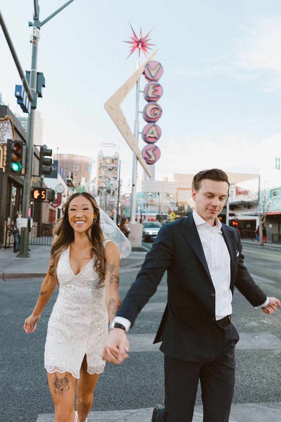 cute couple walking around DTLV 