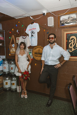 couple posing for the camera during their bridal session