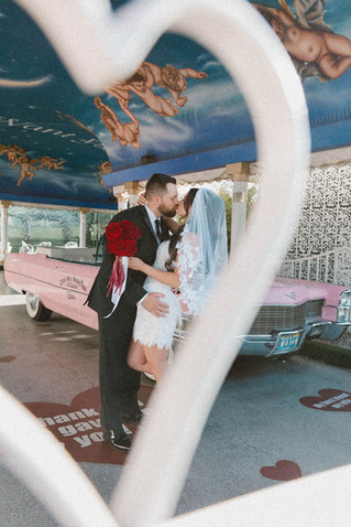 cute portrait of the newlyweds kissing