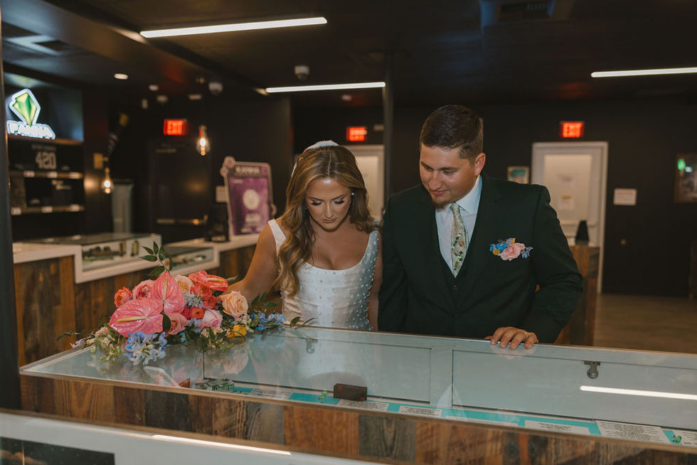 couple before heading to the wedding reception
