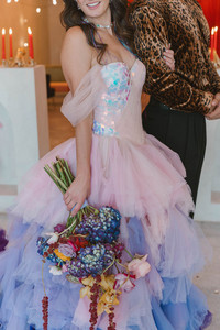 stunning closeup shot of the colorful wedding bouquet