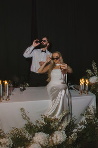 newlyweds at their dream wedding reception party