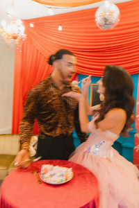 cute picture of the newlyweds at their dream wedding reception party