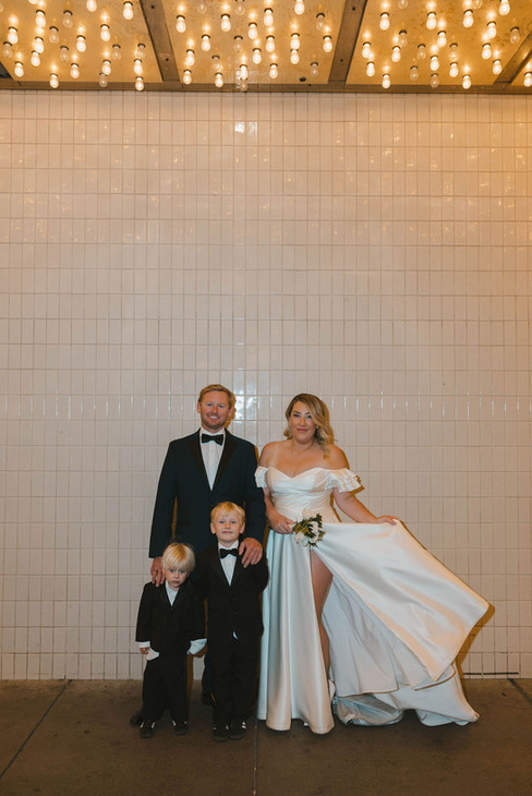 cute picture of the newlyweds and their kids