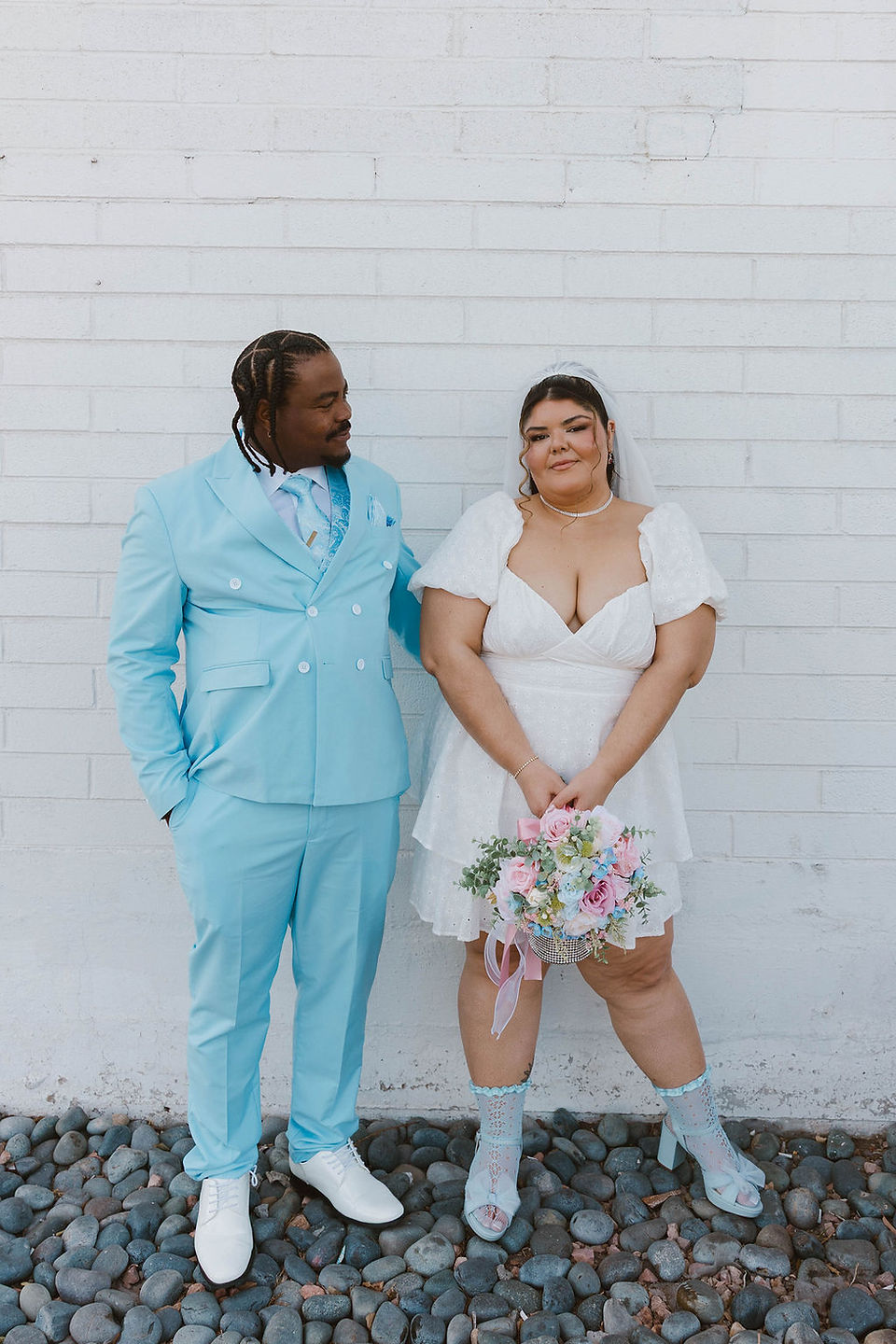 bride and groom at their bridal portraits in DTLV