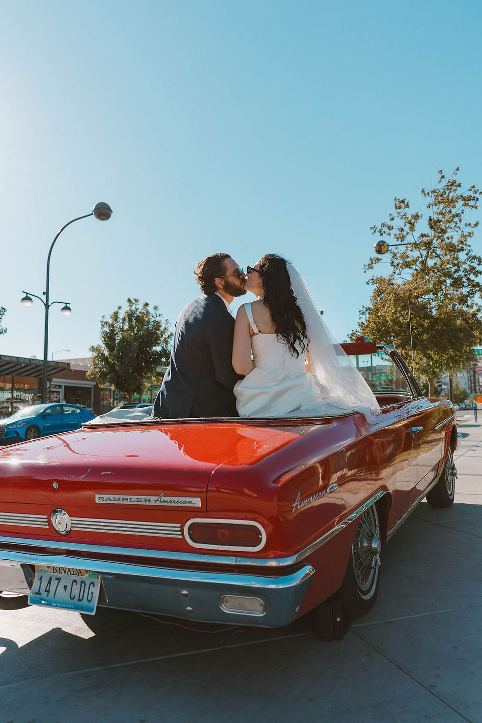 picture of the newlyweds kissing during their golden hour photoshoot