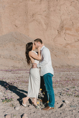 newly engaged couple kissing during their photoshoot