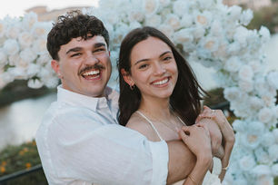 newly engaged couple at their dream photoshoot in lake las vegas