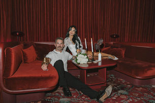 newlyweds at their dream wedding reception party