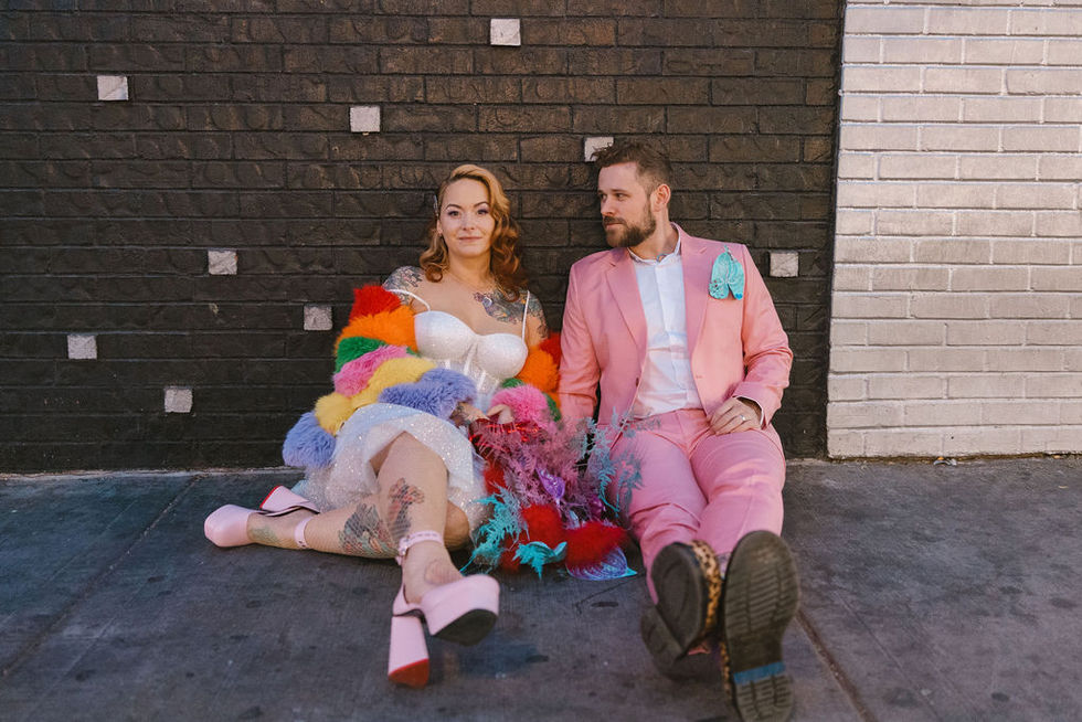 couple looking at the camera during their photoshoot
