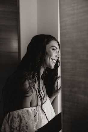 bride before her intimate wedding ceremony