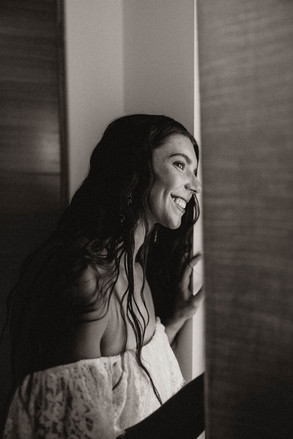 bride before her intimate wedding ceremony