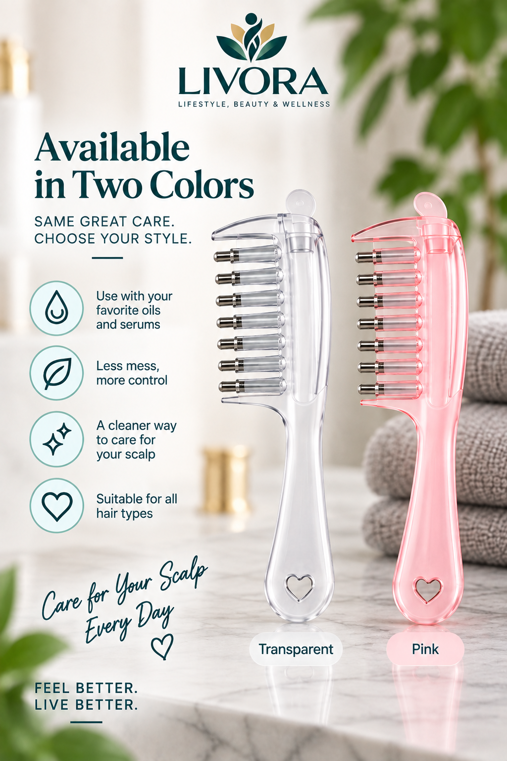 Livora Scalp Oil Applicator Comb